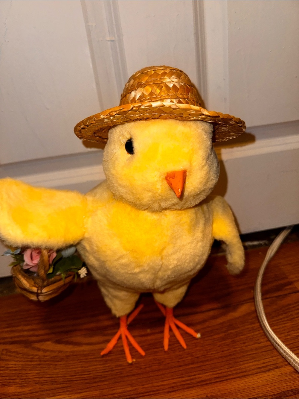 Yellow Plush Chick with Straw Hat